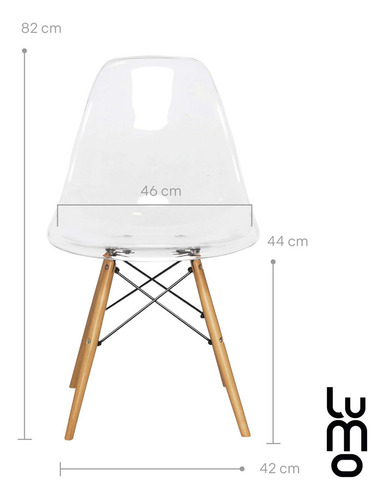 Set 2 Sillas Comedor Crystal Tipo Eames Transparentes Ghost Estructura de la silla Marrón claro Asiento Transparente Diseño de la tela N/A