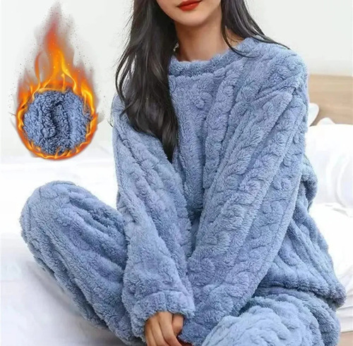 Pijama Conjunto Pijama Forro Polar Mujer + Pantuflas