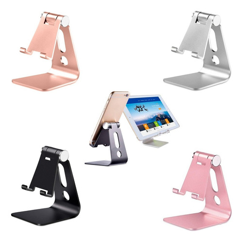 Soporte Aluminio Portátil Para Celular Tablet iPad iPhone Color Rojo