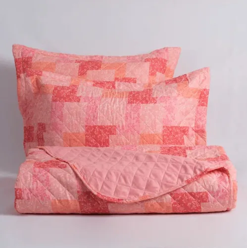 Quilt 2 Plazas Cosido Patchwork Virgo