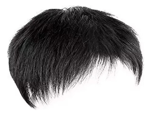 Para Peluca Corta Y Recta Con Flequillo Para Hombre /