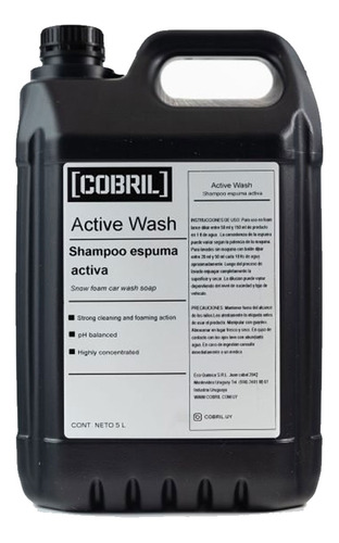 Shampoo Espuma Activa Para Autos 5lts Cobril G P