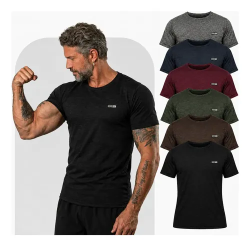 Kit 6 Camisas Masculina Academia Camiseta Dry Fit Treino Kit 6 Cores Lisa G