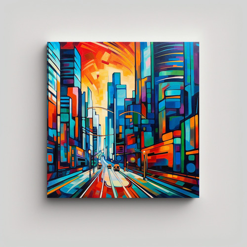 70x70cm Pintura Decorativa Abstracta Con Líneas Y Colores V