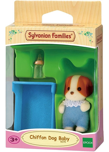 Sylvanian Families Perro Chiffón Bebé Cuna Mamadera Juguete®