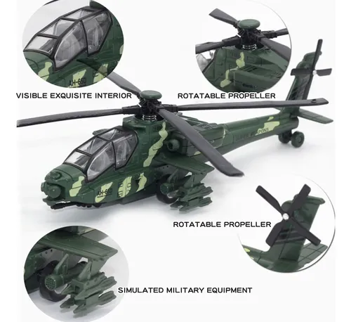 Otonopi Helicóptero Militar Pull Back Ejército Avión Jugu...