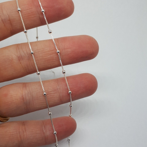 Imagen 6 de 7 de Cadena Plata Veneciana Con Bolitas 2mm