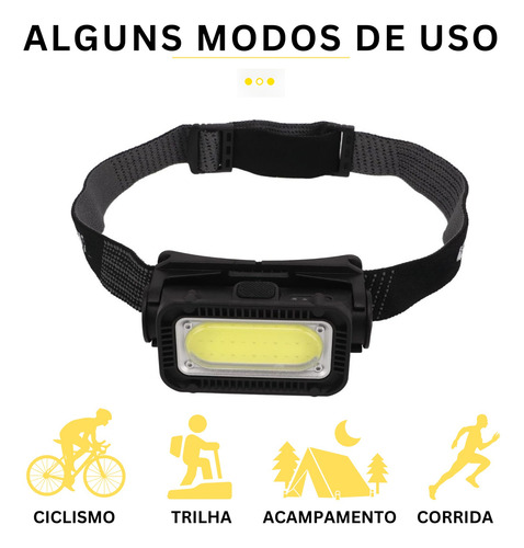 Lanterna Testeira 800 Lúmens 5 Modo Luz Led Recarregável Usb