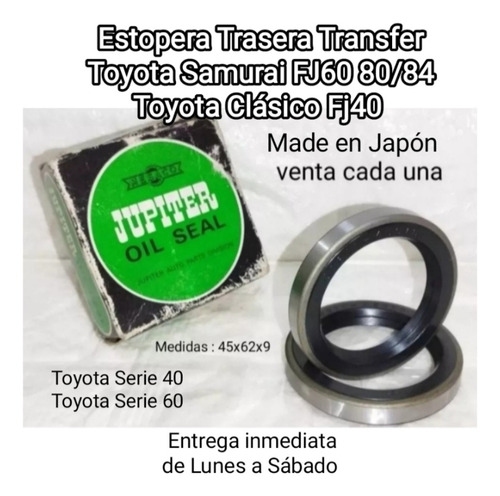 Estopera Trasera Transfer Toyota Samurai /  Fj40 45x62x9 