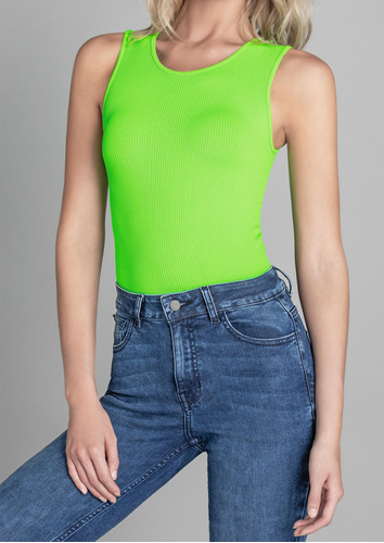 Pantiblusa Casual Andrea Sin Mangas Con Textura Verde