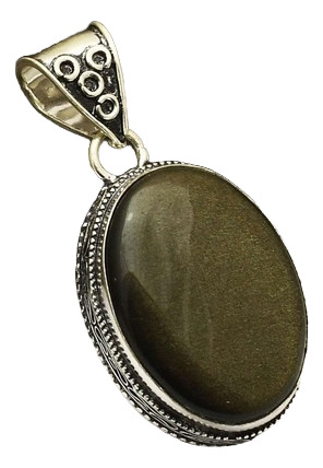 Precioso Dije , Plata 925 Con Obsidiana Dorada Azul