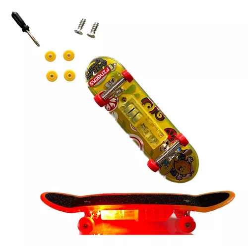 Kit Mini Skate De Dedo Com Chave Rodinhas E Luz