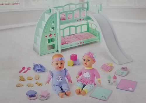 Muñecos Gemelos Con Set De Juego Recamara Y Accesorios