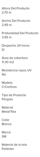 Pérgola Con Cortinas 3 Mt X 4 Mt Envío A Nivel Nacional