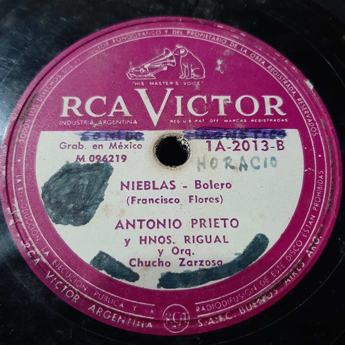 Pasta Antonio Prieto Hnos Rigual Rca Victor C293