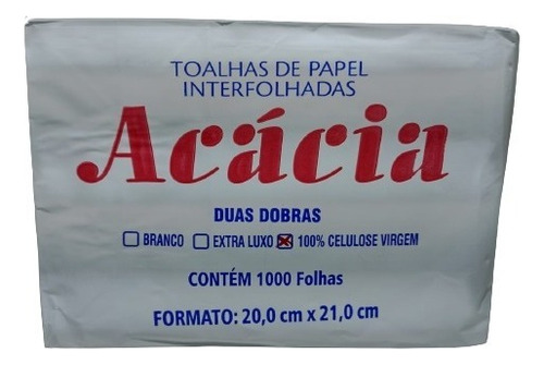 Papel Toalha Interfolhado 20x21 100% Celulose Branco