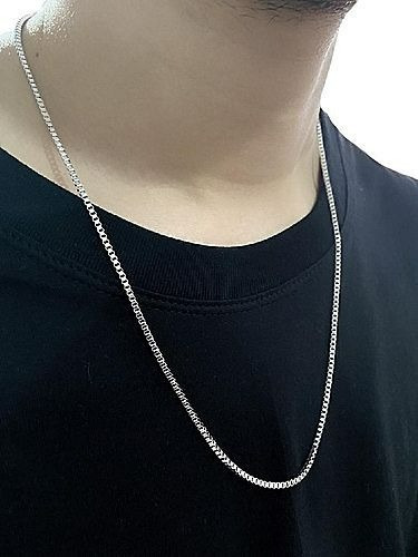 Corrente Masculina Fina Cubinho Aço Inox Legitimo Prata