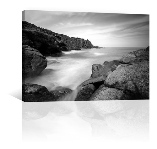 Cuadro Decorativo Canvas Blanco Y Negro Paisaje De Playa