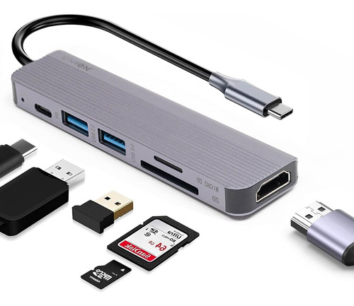 Hub Adaptador Usb C 6 En 1 Linkon Para Mac Macbook Windows