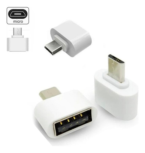 Adaptador Conector Otg Usb P/ V8 Micro Usb Celular Pendrive Cor Branco