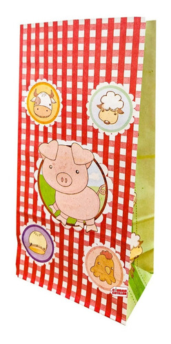 Bolsa Papel Animales Granja X 10 Kraft - Ciudad Cotillón