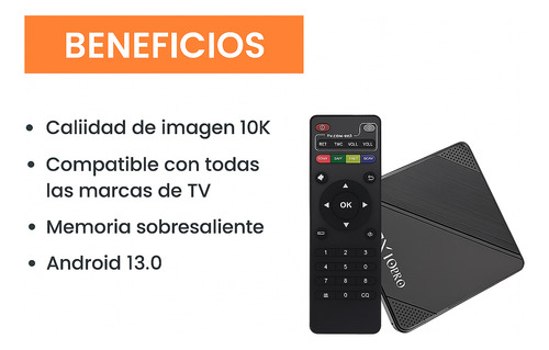 Convertidor Tv Box Smart 10k Android Ultra Hd Negro Estándar