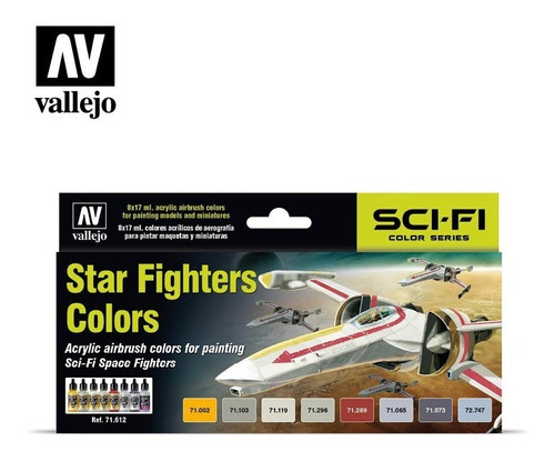 Kit 71612 Star Fighters C Vallejo Modelismo Miniatura Tintas