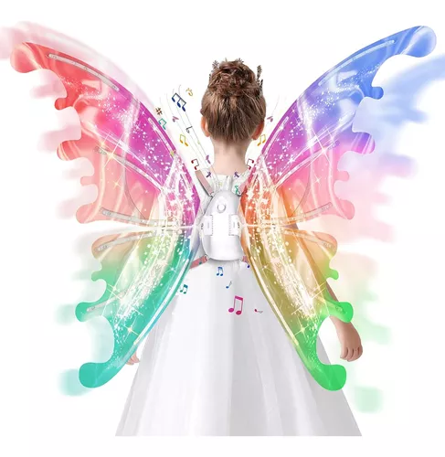 Disfraz de alas de ángel de plumas blancas iluminadas para niños y niñas,  alas de hadas negras con LED para mujeres, Halloween, cosplay, fotografía