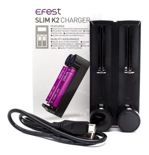 Cargador Efest Slim K2 Diseño Portatil Entrada Micro Usb