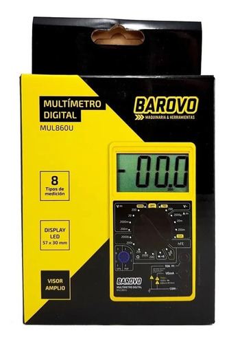 Tester Multimetro Digital Barovo Mul860u C/ Buzzer + Puntas