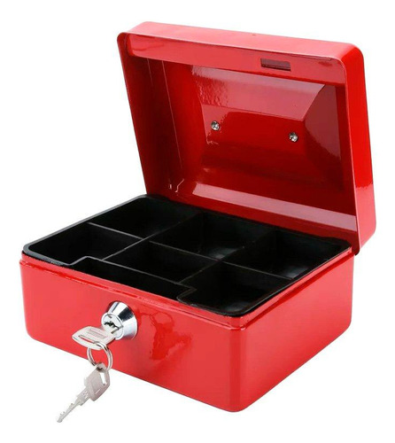 Caja Metálica De Seguridad Con Llave Y Bandeja 15x12x8cm