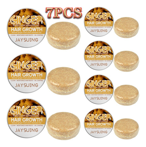 7x Ginger Shampoo Bar Hair Recrecimiento Anti Jabón