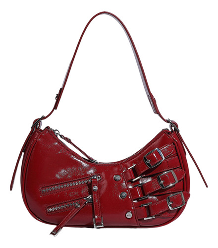 Bolso De Hombro Retro Para Mujer, Con Cremallera, De Piel, E