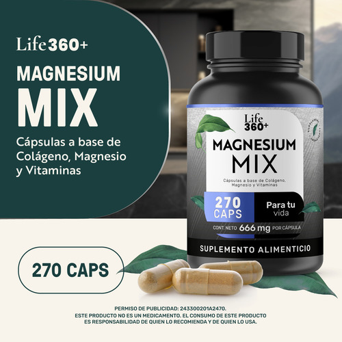 Life360+ Magnesium Mix 270 Caps Colágeno Magnesio Vitaminas