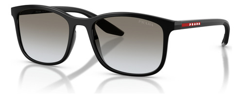 Óculos De Sol Prada Linea Rossa Ps A08s 1ab0a7 56 Cor Preto/borracha Preta Armação Preto Haste Borracha Preta Lente Cinza Degradê Desenho Retangular Com Cantos Arredondados