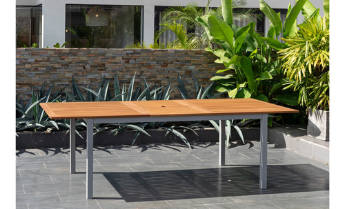 Comedor Extensible De Jardin Barcelona De Madera 8 Sillas Estructura Gris