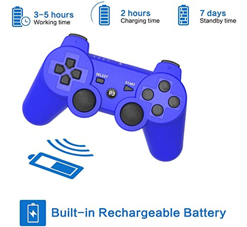 Controladores Inalmbricos Ps3 - 2 Pack Bluetooth Con Cargado