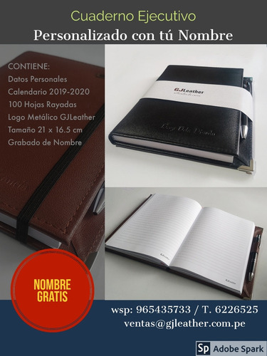 Cuaderno De Cuero Sintetico 100 Hojas Rayadas Con Lapicero