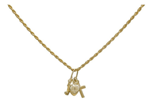 Imagen 1 de 4 de Cadena Lazo 45cms +dije Tres Gracias Oro Laminado 18k