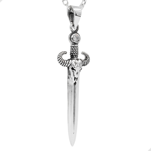 Colgante Espada Medieval Plata 925 + Collar Negro | M208