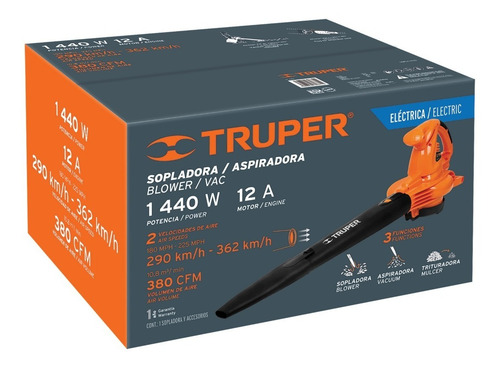 Sopladora/aspiradora Eléctrica 1440w Recolectora Truper18146