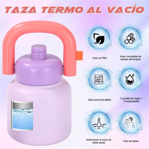 Botella Térmica Acero Inoxidable Para Mujer Con Asa 1 Litro