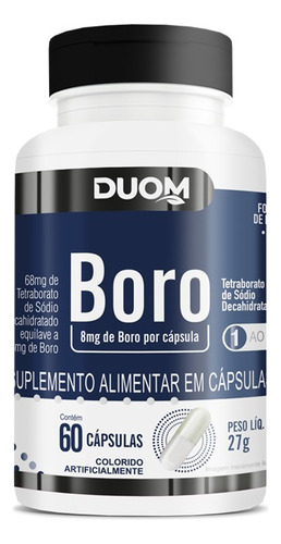 Boro 60 Cáps. 60 Cápsulas Tetraborato De Sódio Decahidratad Sabor Sem Sabor