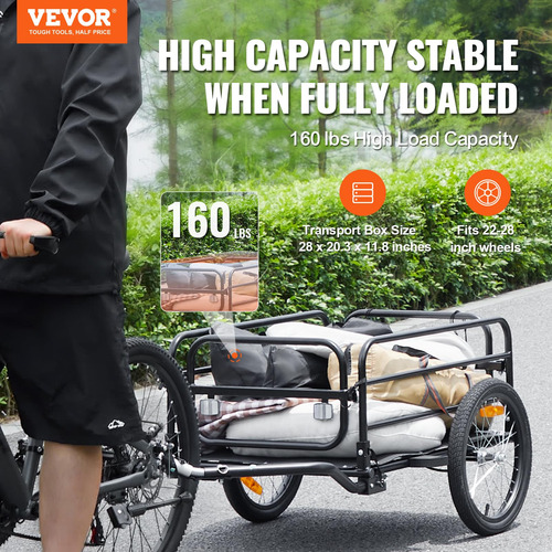 Bike Cargo Trailer Vevor 160kg Load Capacity Foldable 16''