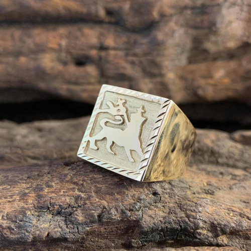 Anel Quadrado Leão - 15g Ouro 18k