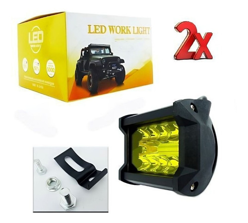 Pack 2 Neblinero 20 Led Amarillo, Rectangular 12volt