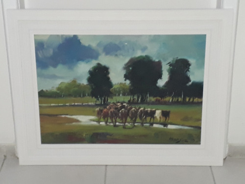 2094- Athayde Lopes. Ost 87x68cm Com Moldura- Boiada - (Usado)