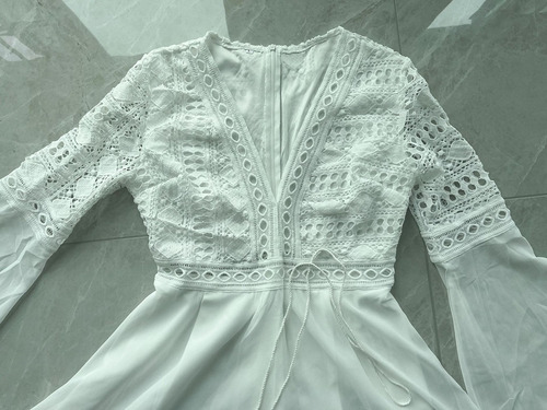 Vestido Negro Chiffon Escote V Mujer