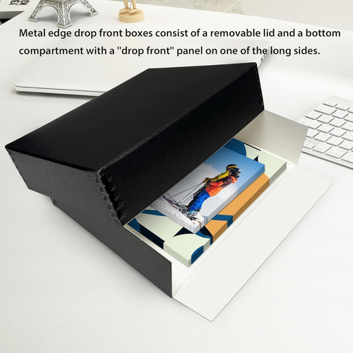 Caja De Archivo 28 X 355 X 76 Cm, Borde Metálico, Negro