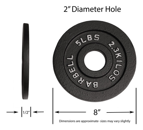 Par Placa Olimpica Hierro Fundido 5 Lb Deltech Fitness